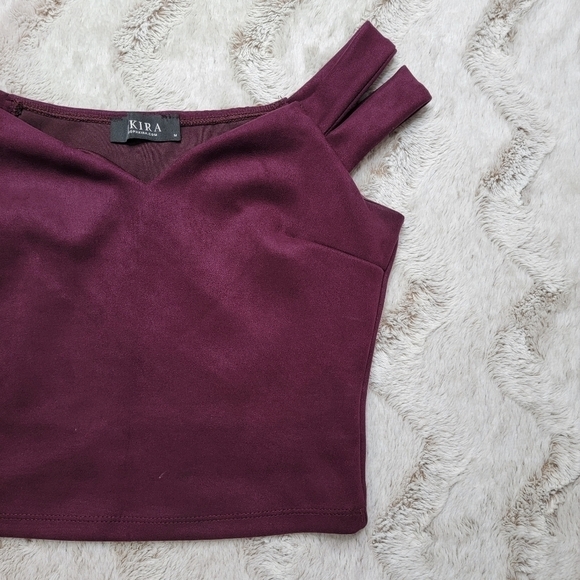 Akira Purple Strappy Shoulder Soft Crop Top Size M - Picture 3 of 11